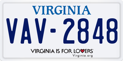 VA license plate VAV2848