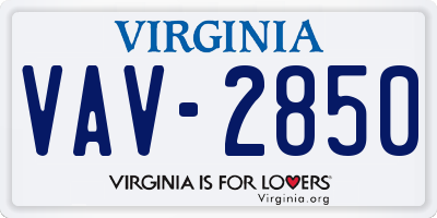 VA license plate VAV2850