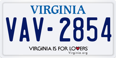 VA license plate VAV2854