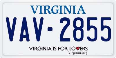 VA license plate VAV2855