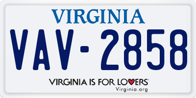 VA license plate VAV2858