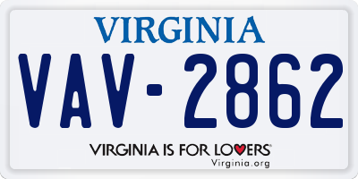 VA license plate VAV2862