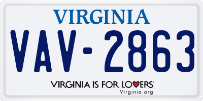 VA license plate VAV2863