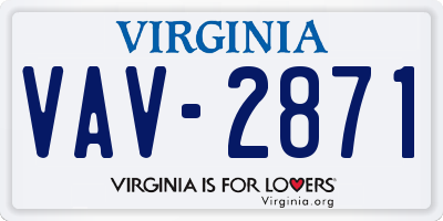 VA license plate VAV2871