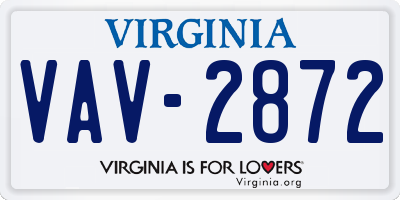 VA license plate VAV2872