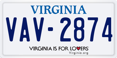 VA license plate VAV2874