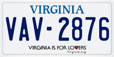 VA license plate VAV2876