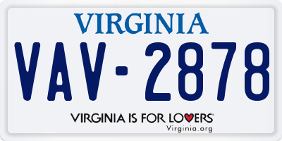 VA license plate VAV2878