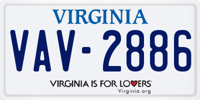 VA license plate VAV2886