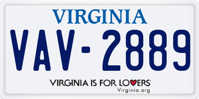 VA license plate VAV2889