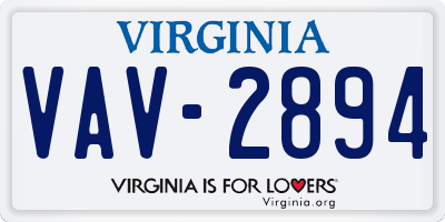 VA license plate VAV2894
