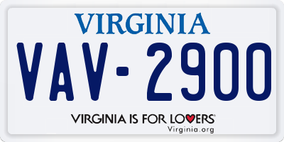 VA license plate VAV2900