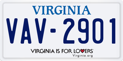 VA license plate VAV2901