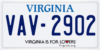 VA license plate VAV2902