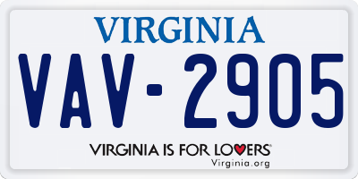 VA license plate VAV2905