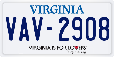 VA license plate VAV2908