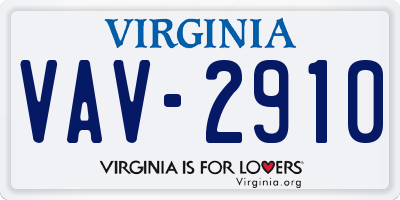VA license plate VAV2910