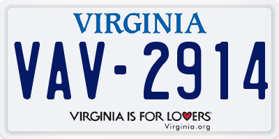 VA license plate VAV2914