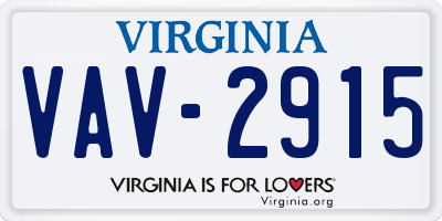 VA license plate VAV2915