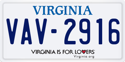 VA license plate VAV2916