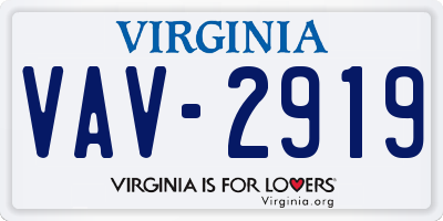 VA license plate VAV2919