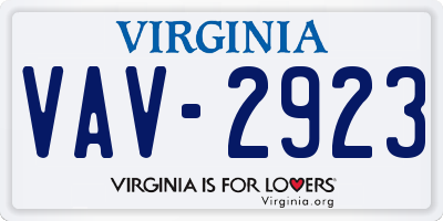 VA license plate VAV2923