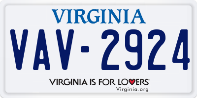 VA license plate VAV2924