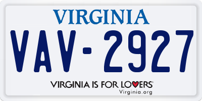 VA license plate VAV2927