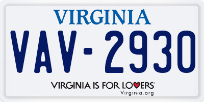 VA license plate VAV2930