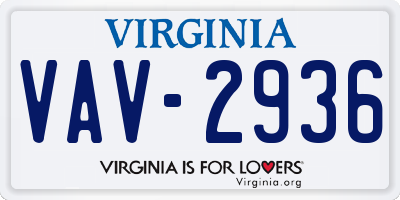 VA license plate VAV2936