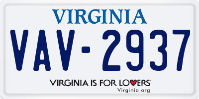 VA license plate VAV2937
