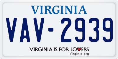 VA license plate VAV2939