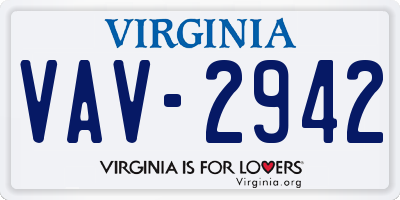 VA license plate VAV2942