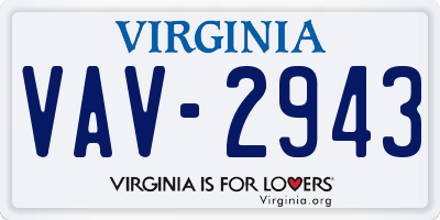 VA license plate VAV2943