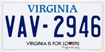 VA license plate VAV2946