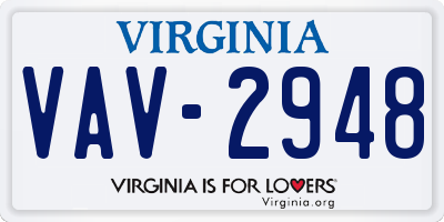 VA license plate VAV2948