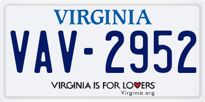 VA license plate VAV2952