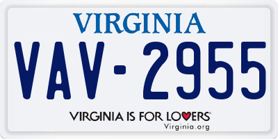 VA license plate VAV2955