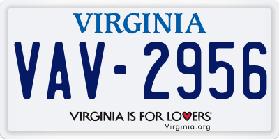 VA license plate VAV2956
