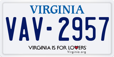 VA license plate VAV2957