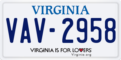 VA license plate VAV2958