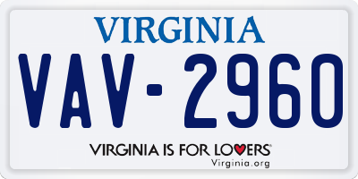 VA license plate VAV2960