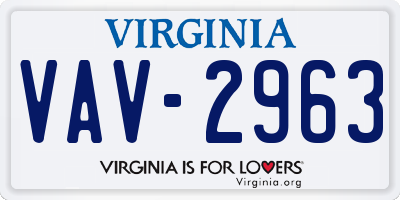 VA license plate VAV2963