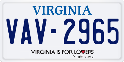 VA license plate VAV2965