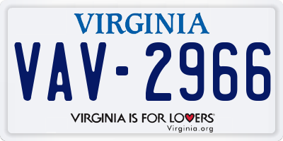 VA license plate VAV2966
