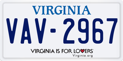 VA license plate VAV2967