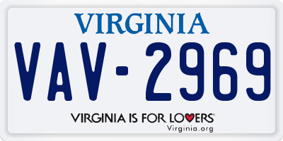 VA license plate VAV2969