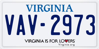 VA license plate VAV2973