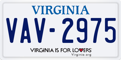 VA license plate VAV2975