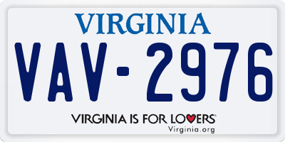 VA license plate VAV2976